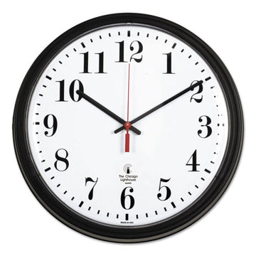 Chicago Lighthouse Black Quartz Contract Clock, 13.75" Overall Diameter, Black Case, 1 Aa (sold Separately) freeshipping - TVN Wholesale